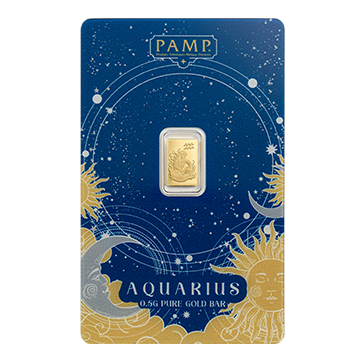 0.5 g Gold Zodiac Aquarius Bar, image 0