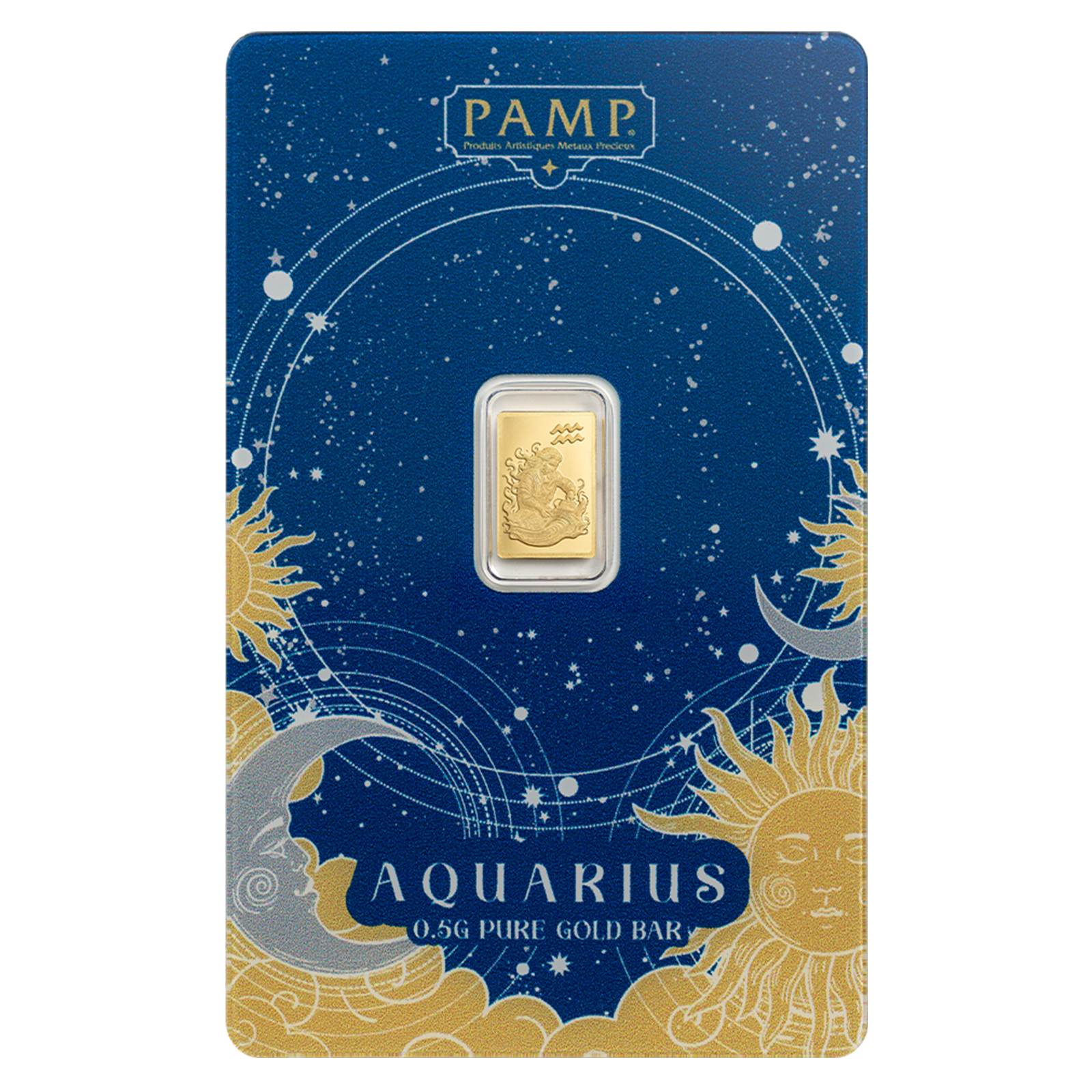 0.5 g Gold Zodiac Aquarius Bar, image 0