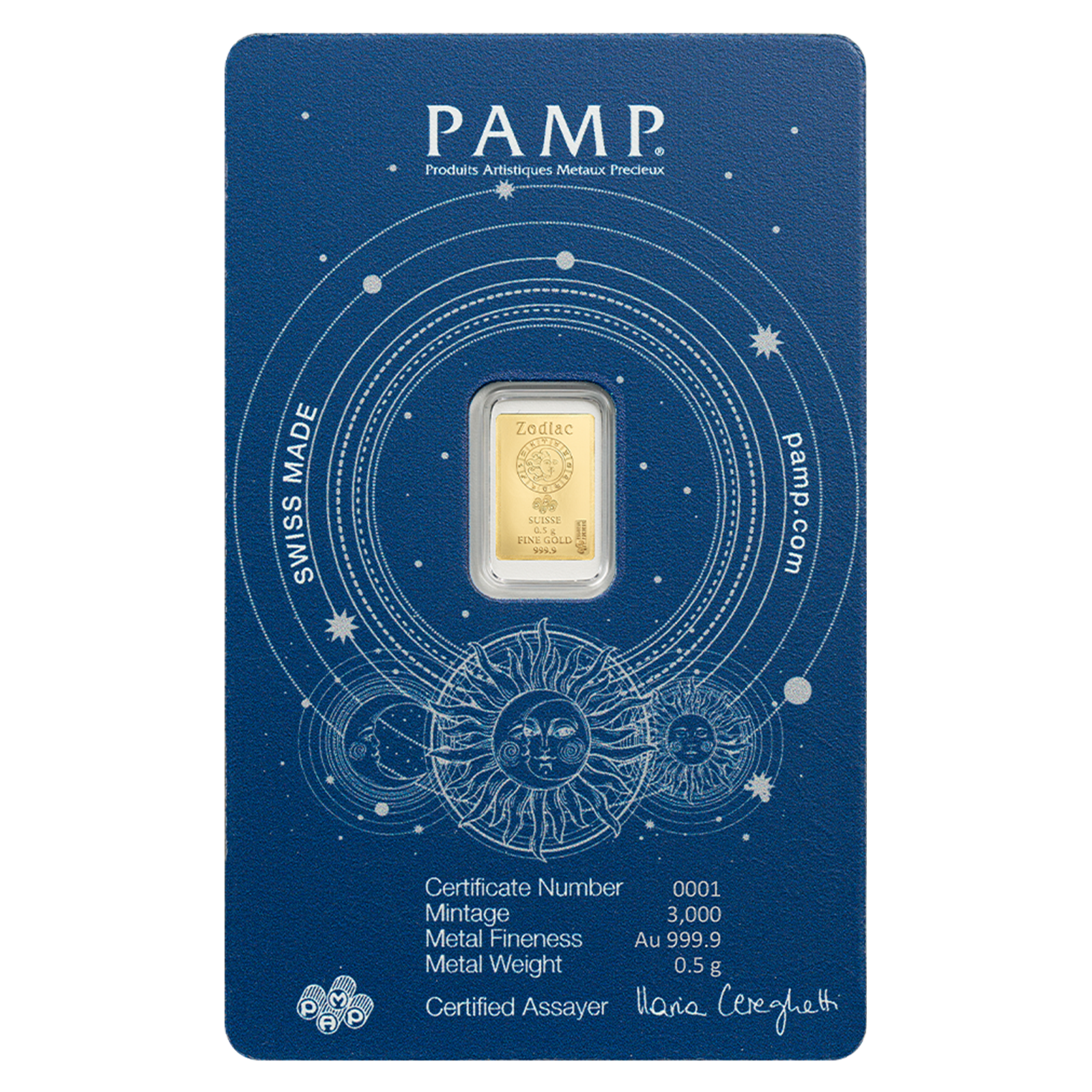0.5 g Gold Zodiac Aquarius Bar, image 1