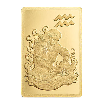 0.5 g Gold Zodiac Aquarius Bar, image 2