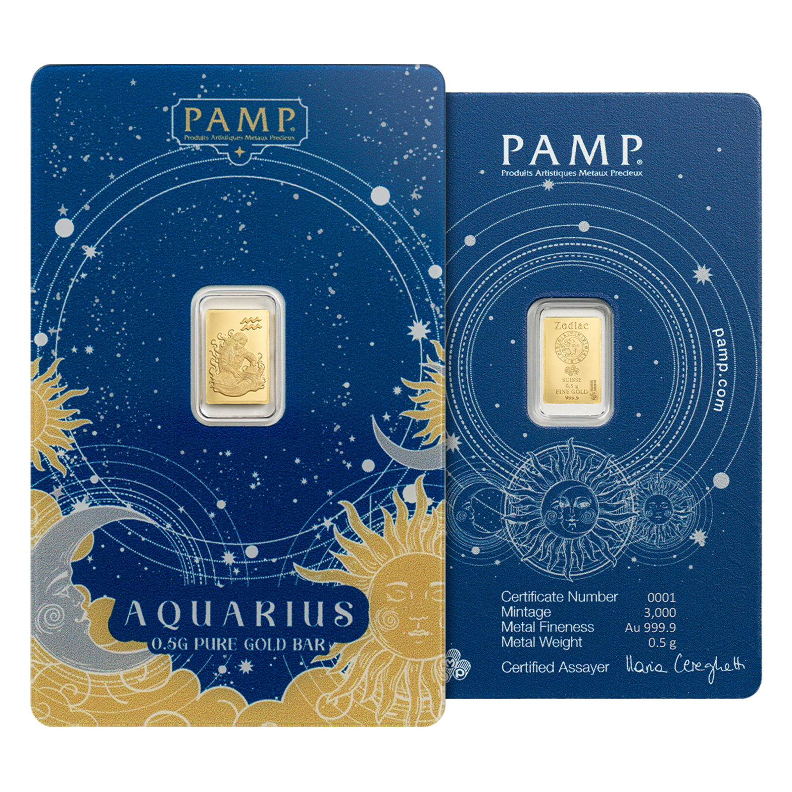 0.5 g Gold Zodiac Aquarius Bar, image 4