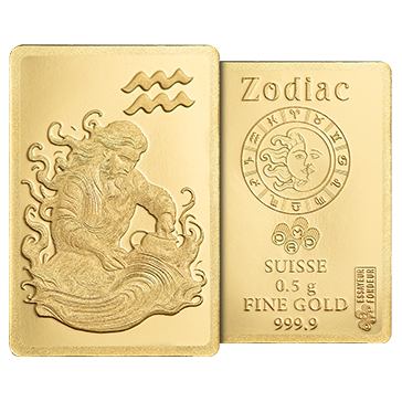 0.5 g Gold Zodiac Aquarius Bar, image 5