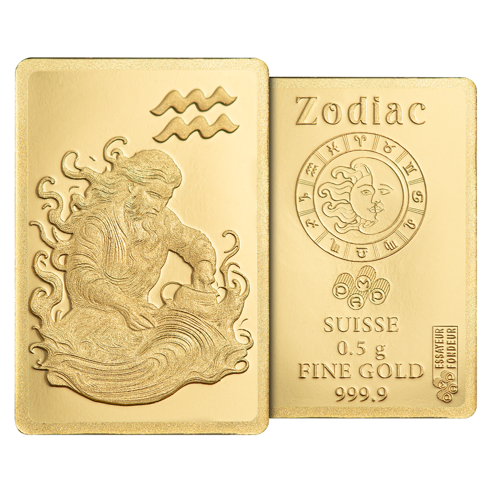 0.5 g Gold Zodiac Aquarius Bar, image 5