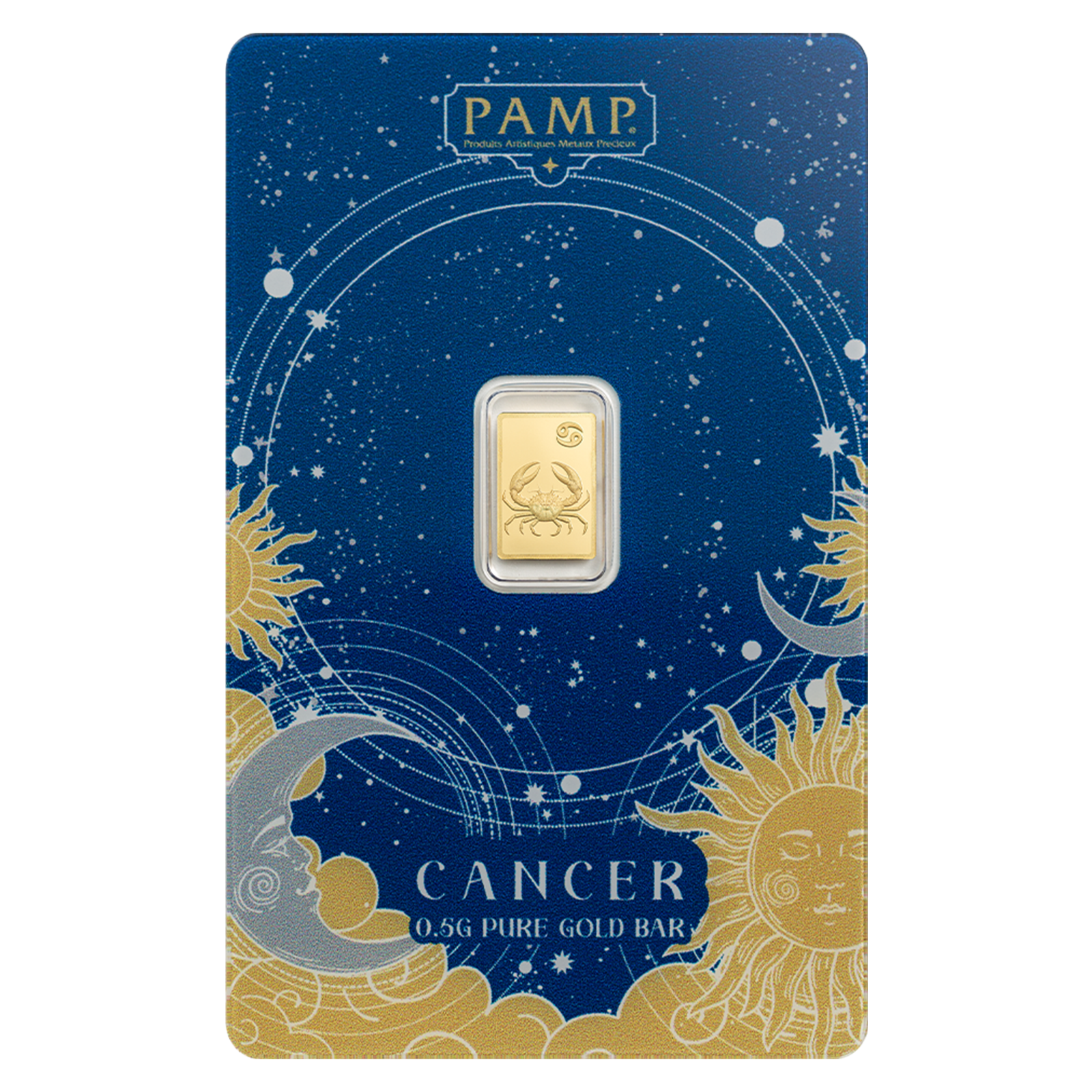 0.5 g Gold Zodiac Cancer Bar, image 0