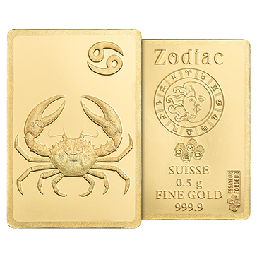 0.5 g Gold Zodiac Cancer Bar, image 5