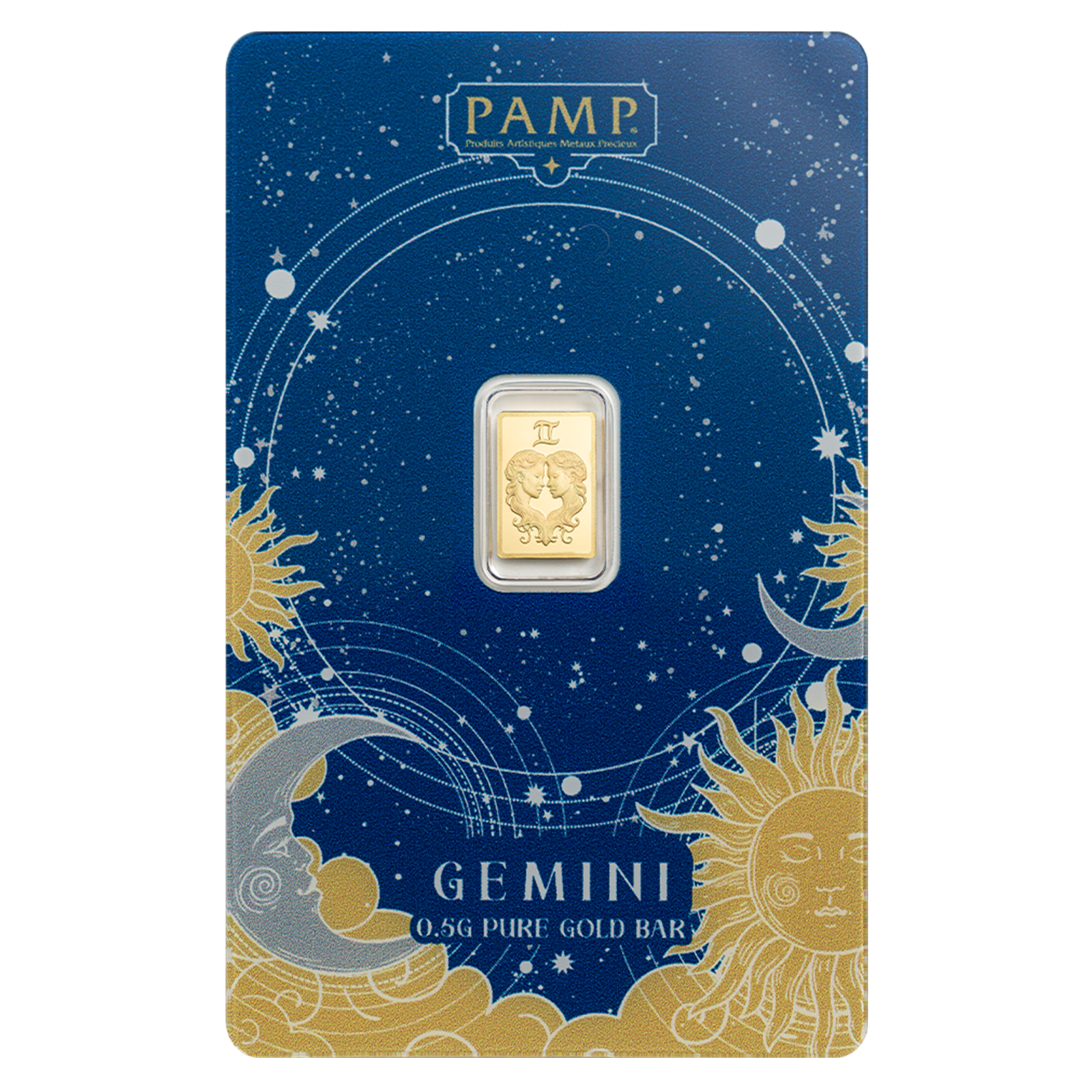 0.5 g Gold Zodiac Gemini Bar, image 0