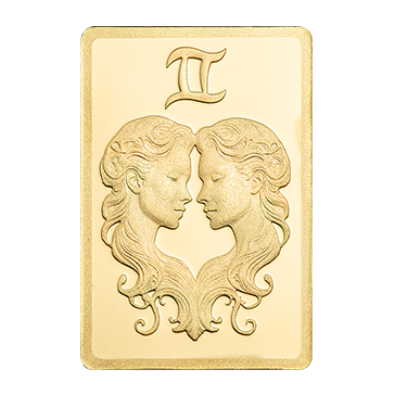 0.5 g Gold Zodiac Gemini Bar, image 2