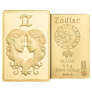 0.5 g Gold Zodiac Gemini Bar, image 5