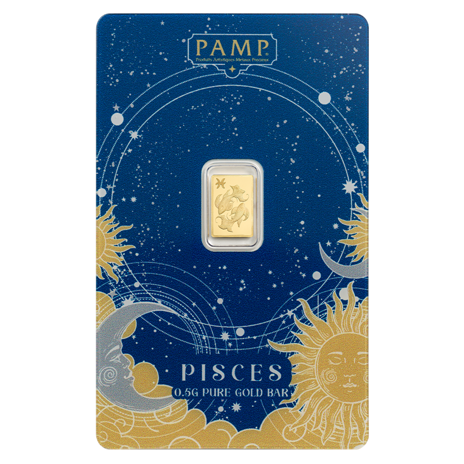 0.5 g Gold Zodiac Pisces Bar, image 0