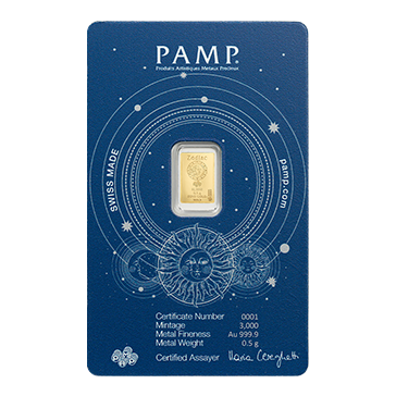 0.5 g Gold Zodiac Pisces Bar, image 1