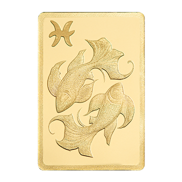 0.5 g Gold Zodiac Pisces Bar, image 2