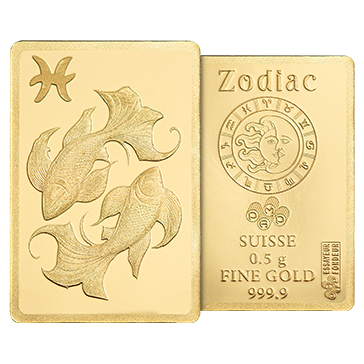 0.5 g Gold Zodiac Pisces Bar, image 5