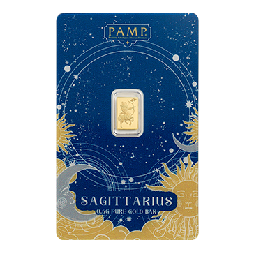 0.5 g Gold Zodiac Sagittarius Bar, image 0