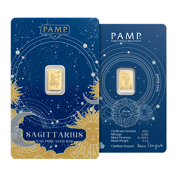 0.5 g Gold Zodiac Sagittarius Bar, image 4