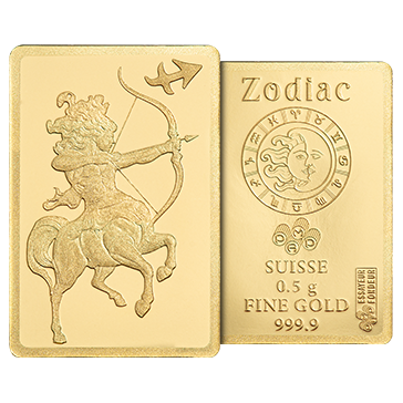 0.5 g Gold Zodiac Sagittarius Bar, image 5