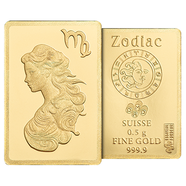0.5 g Gold Zodiac Virgo Bar, image 5