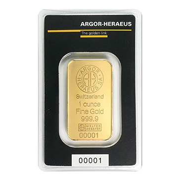 1 oz Gold Bar - Argor Heraeus (in assay card)
