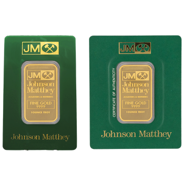 1 oz Gold Bar .9999 - Johnson Matthey (In Assay Card)