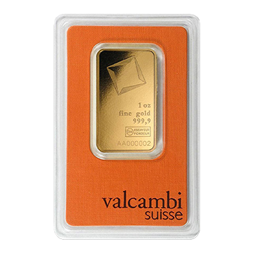 1 oz Gold Bar - Valcambi Suisse (in assay card)