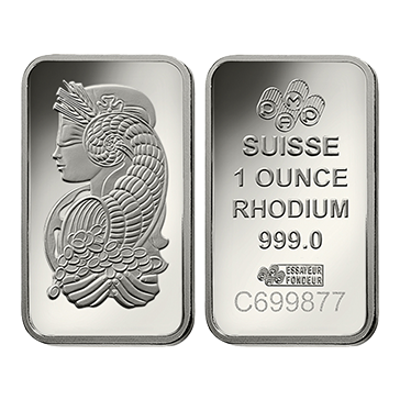 1 oz PAMP Suisse Lady Fortuna Rhodium Bar .999 (Veriscan), image 0