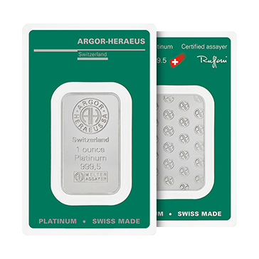 1 oz Platinum Argor Heraeus Bars, image 2