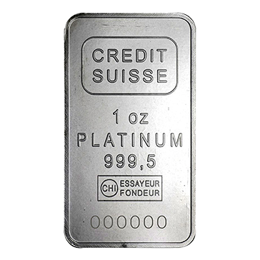 1 oz Platinum Credit Suisse Bar w/ certificate