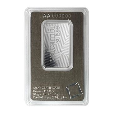 1 oz Platinum Valcambi Suisse Bars, image 1
