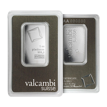 1 oz Platinum Valcambi Suisse Bars, image 2