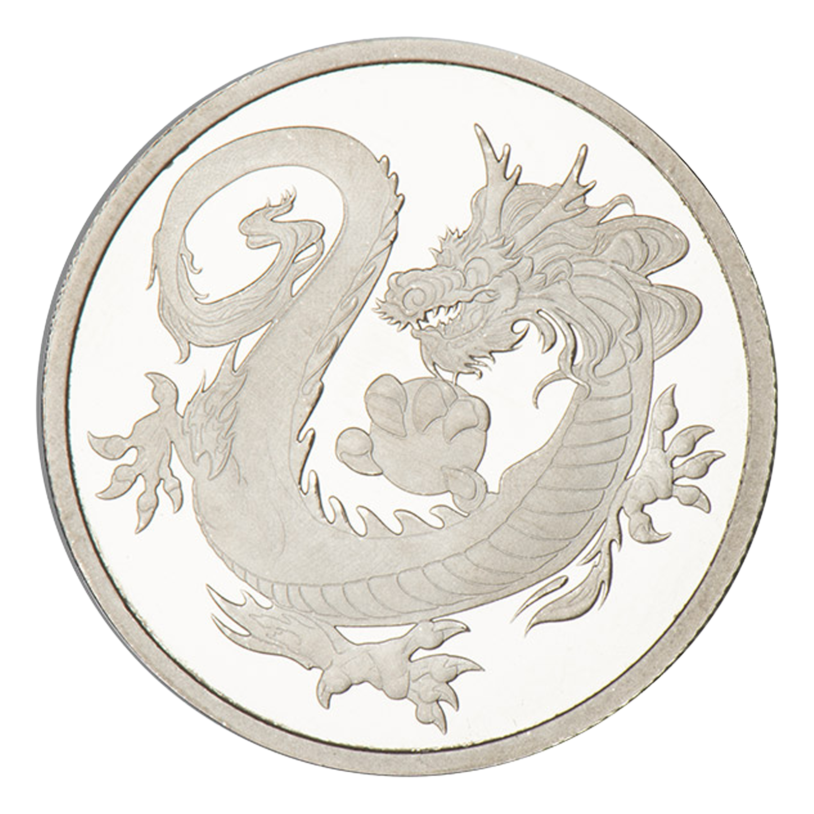 1 oz Rhodium Tuvalu South Sea Dragon Coin .999, image 0