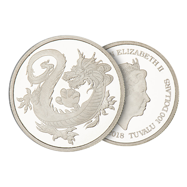 1 oz Rhodium Tuvalu South Sea Dragon Coin .999, image 0