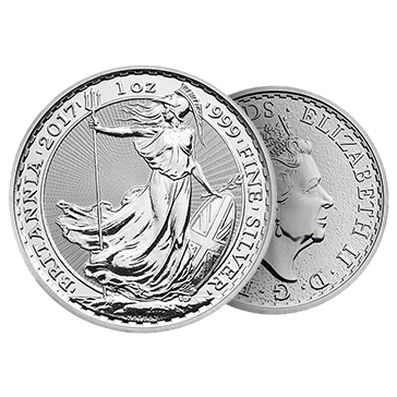 1 oz British Silver Britannia Coins, image 2