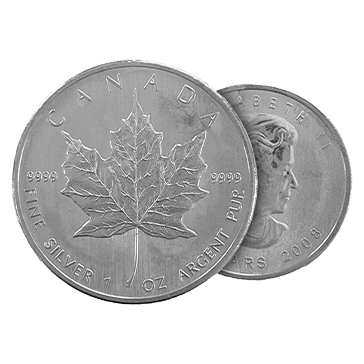 1 oz Canadian Silver Maple Leaf Coins (wear & tear), image 2