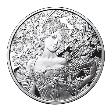 Buy 1 oz Silver Mucha Champagne White Star Proof Round, image 0