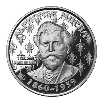Buy 1 oz Silver Mucha Champagne White Star Proof Round, image 1