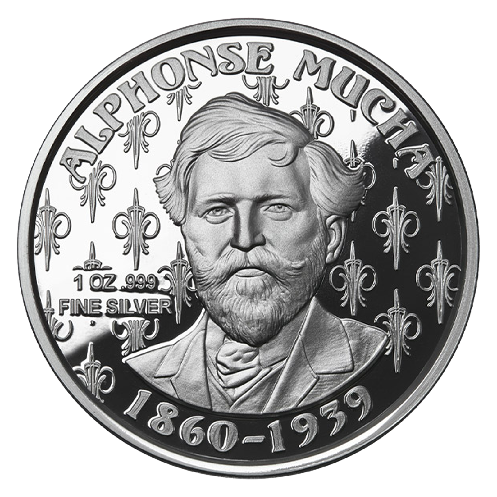 Buy 1 oz Silver Mucha Champagne White Star Proof Round, image 1