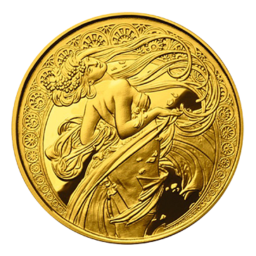 1 oz Silver Mucha Dance Gold Plated  Proof  Round