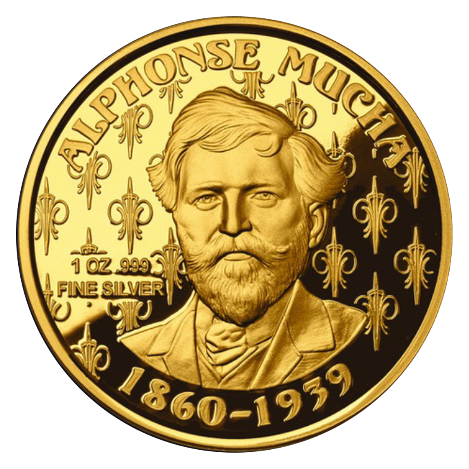 Buy 1 oz Silver Mucha Dance Gold Plated Proof Round [US Shipping the week of Nov 17th], image 1