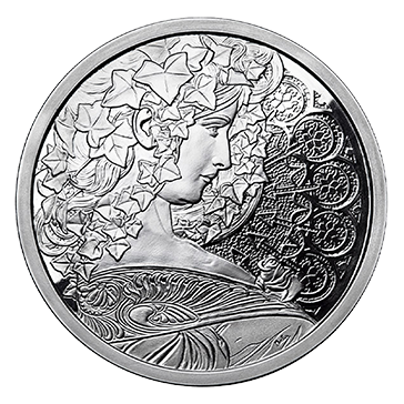 1 oz Silver Mucha Ivy Proof  Round