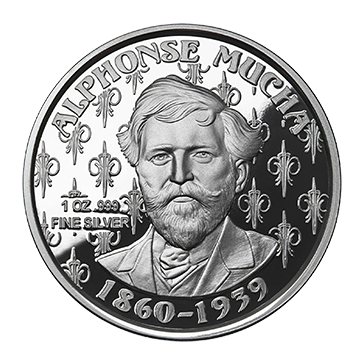 Buy 1 oz Silver Mucha JOB 1898 Proof Round, image 1