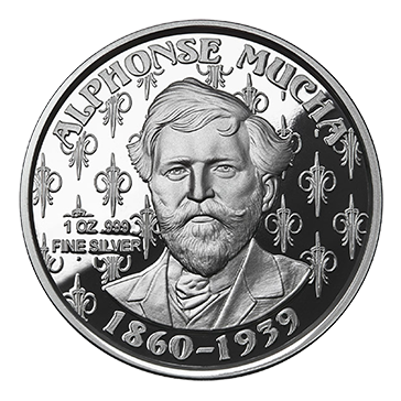 Buy 1 oz Silver Mucha Laurel Proof Round, image 1