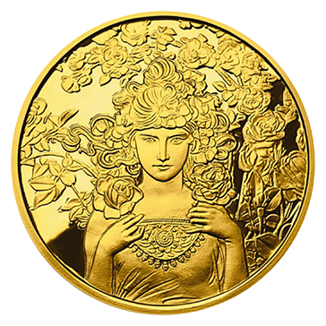 Buy 1 oz Silver Mucha Rose Gold Plated Proof Round, image 0