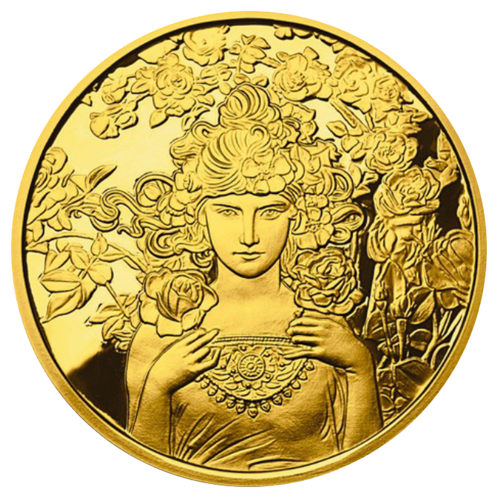 Buy 1 oz Silver Mucha Rose Gold Plated Proof Round, image 0