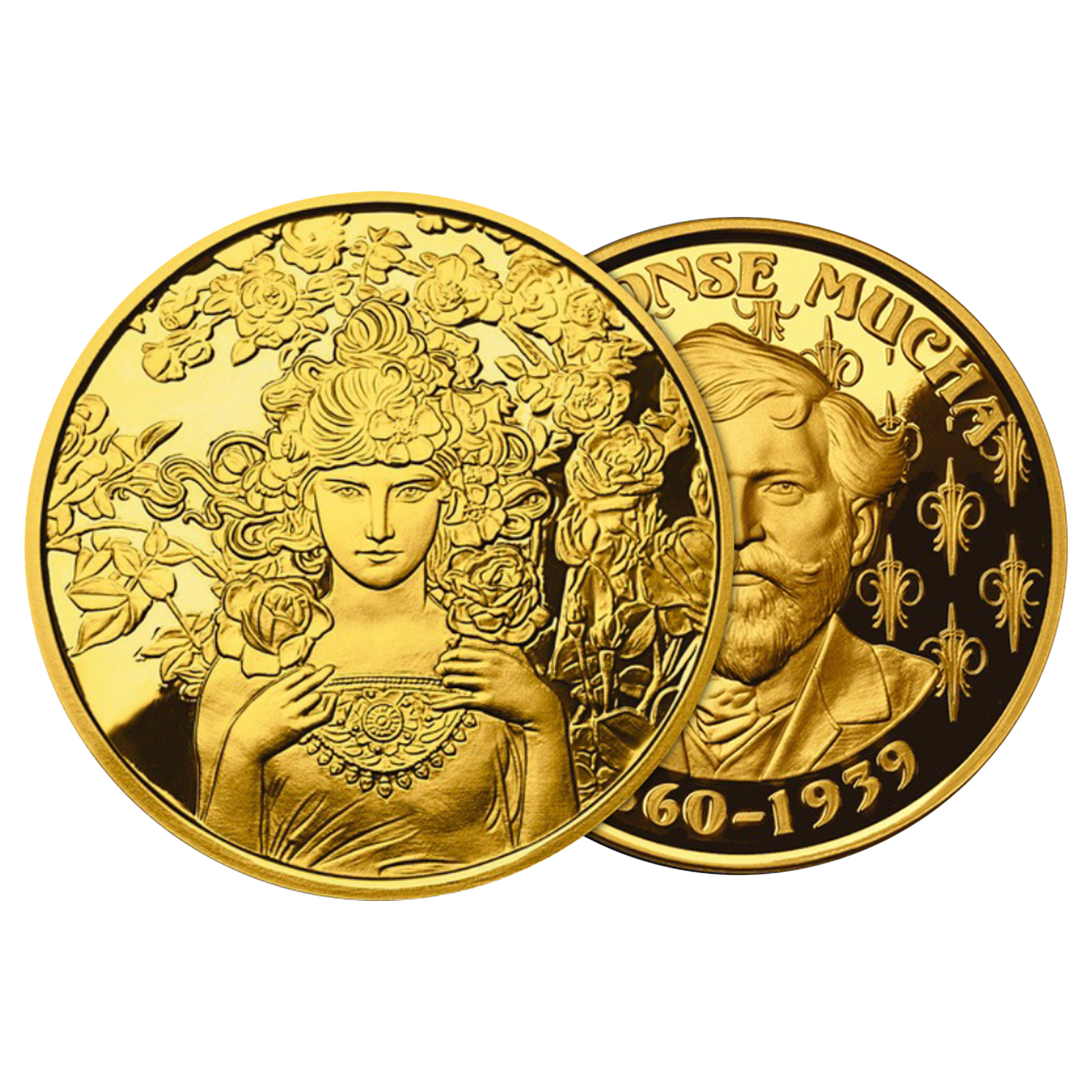 Buy 1 oz Silver Mucha Rose Gold Plated Proof Round, image 2