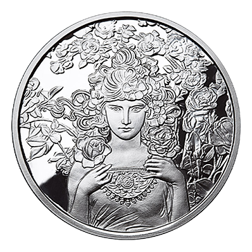 1 oz Silver Mucha Rose Proof Round