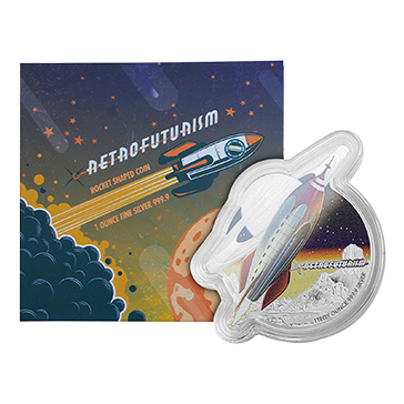 Buy 1 oz Silver Retrofuturism Rocket Coin (2021), image 2
