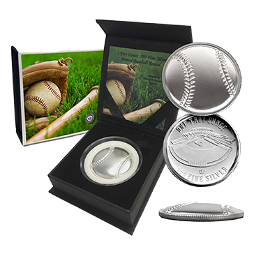 Buy 1 oz Silver Curved Domed 3D Baseball Round, image 0