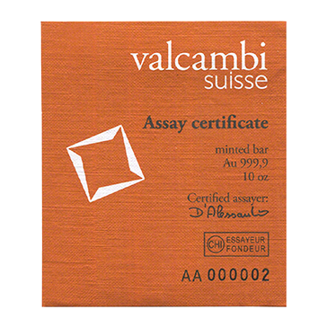 Valcambi Suisse 10 oz Gold Bars, image 1