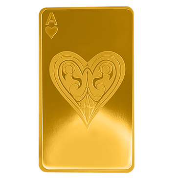 Buy 10 oz Silver Ace of Hearts Bar (.9999) 24K Gold Plated, image 1