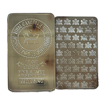 10 oz Silver RCM Bar .9999 (wear and tear)