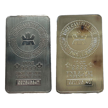 10 oz Royal Canadian Mint Silver Bars (wear and tear), image 1